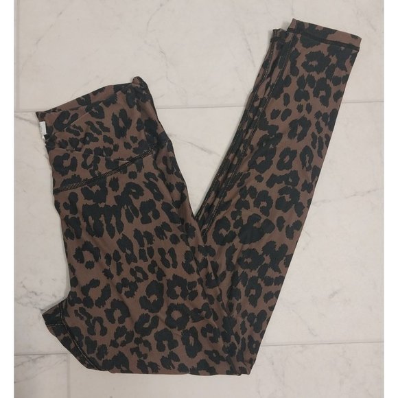 Mudpie Brown Leopard Print Crossover Waist Leggings Women's Sz S - Picture 2 of 9